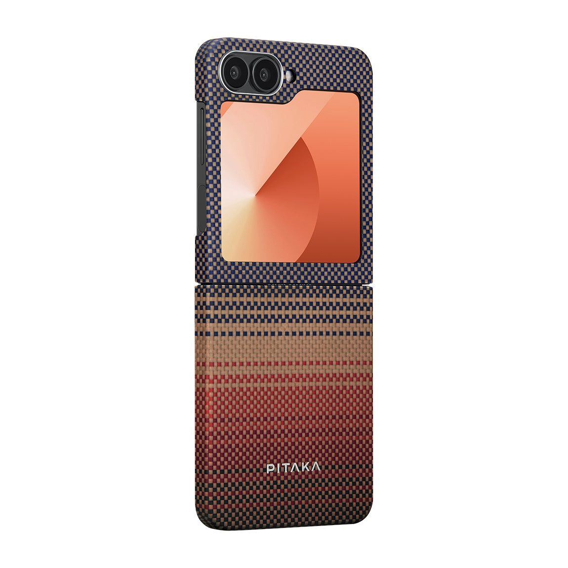 Pitaka Tactile Woven Sunset-Moonrise Serisi Galaxy Z Flip 6 M-safe Şarj Özellikli Aramid Fiber Sunset Kılıf Pitaka Tactile Woven Sunset-Moonrise Serisi Galaxy Z Flip 6 M-safe Şarj Özellikli Aramid Fiber Sunset Kılıf